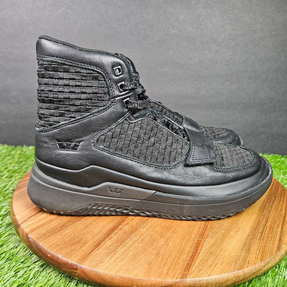 Supra Theory Shoes Mens Size 7 Triple Black Casual Sneakers High Top 05904 001